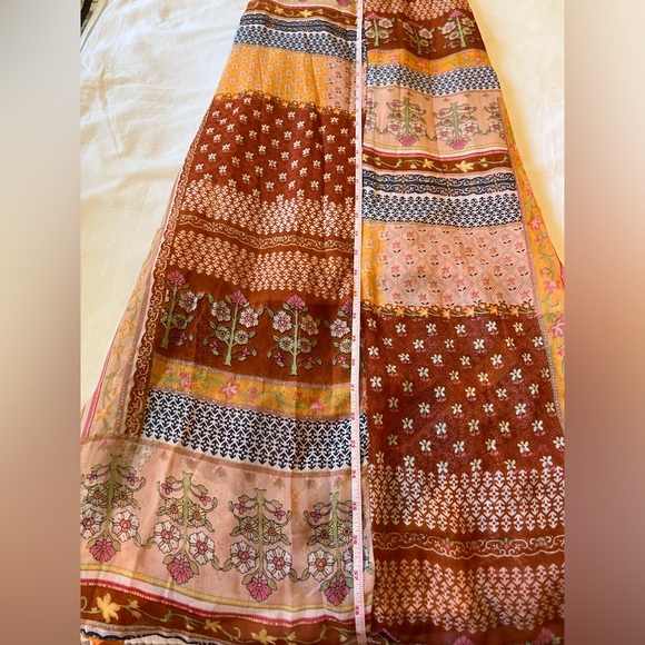 RAGA Anthropologie Maxi Length Duster Button Top Size XS NWT Orange Multi Print - Picture 7 of 7